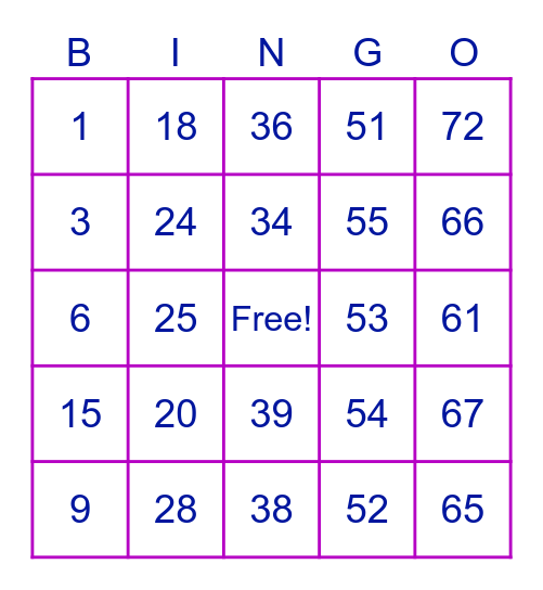 Moore Family Bingo Card