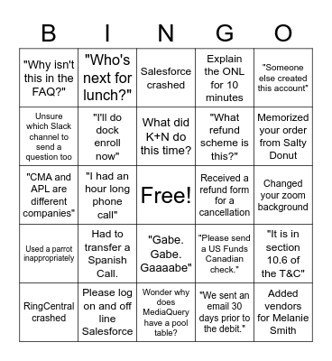 PayCargo Bingo Card