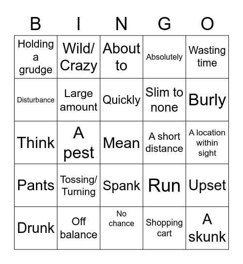 Southern Sayin's Bingo Card