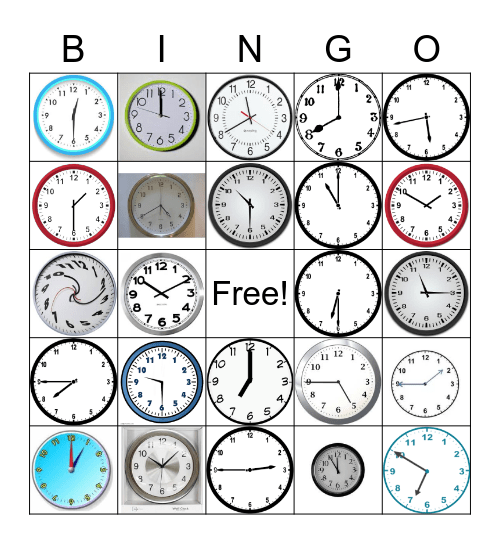 Analogue Clock Bingo Card