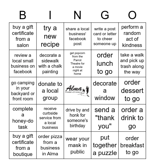 Alma Blackout Bingo Card