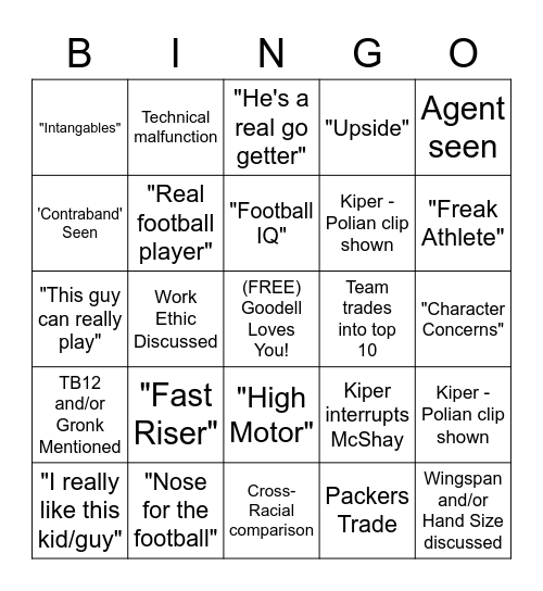 Eagles Draft BINGO Card