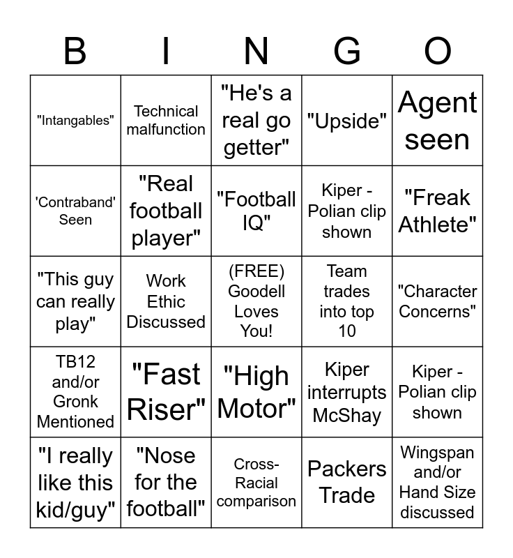 Eagles Draft BINGO Card