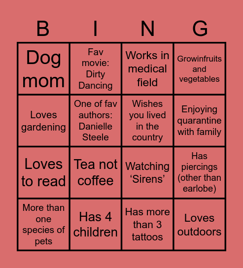 Michelle’s Bingo Card