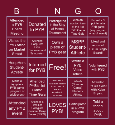 PYB BINGO Card