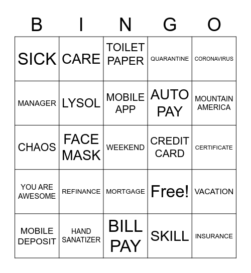 FRIDAY BINGO Card