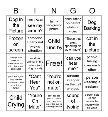ZOOM BINGO Card