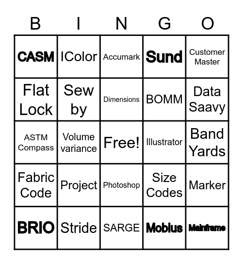 VF Bingo Lingo Bingo Card