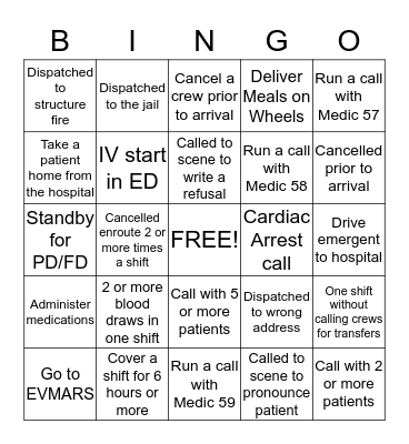 EMS 53 Bingo Card