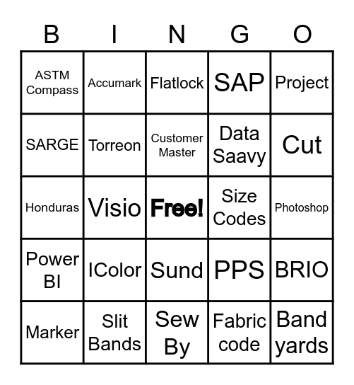VF Bingo Lingo Bingo Card