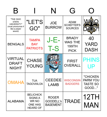 NFL DRAFT Bingo Card
