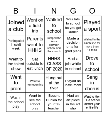 HHHS BINGO Card