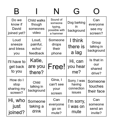 Conference Call Bingo Card