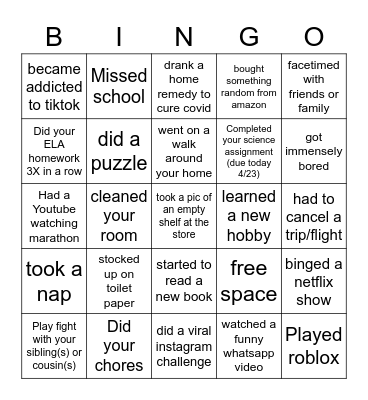 covid 19 bingo Card