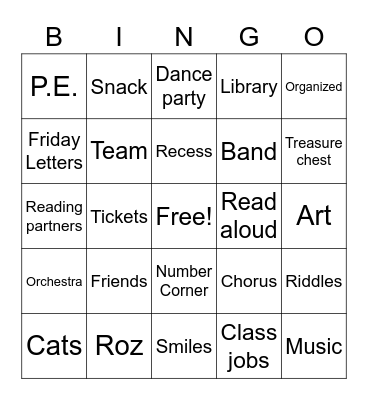 Friday 4/24 Game Day! Bingo Card