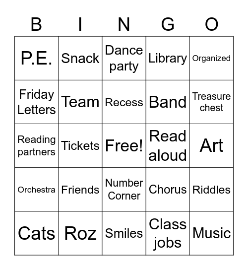 Friday 4/24 Game Day! Bingo Card