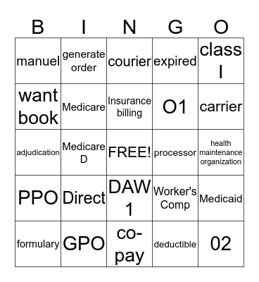 Pharmacy Chapter 9 Bingo Card
