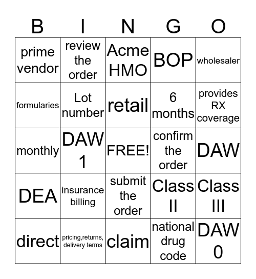 chapter 9 Bingo Card