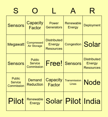 Consultant Thursday SOLAR Bingo Card