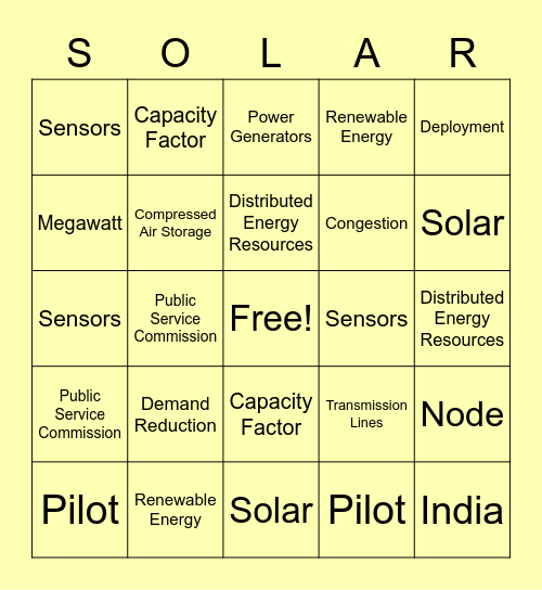 Consultant Thursday SOLAR Bingo Card