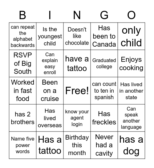 Huddle Bingo Card