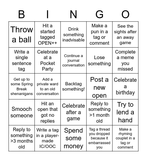 Backtag Bingo Card