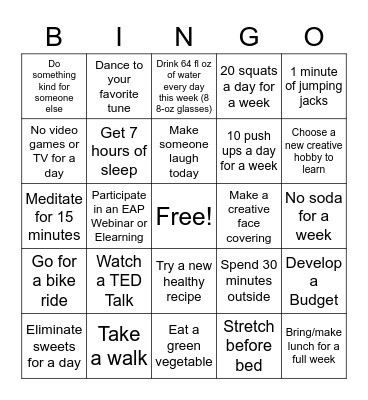 Wellness Squared! Bingo Card