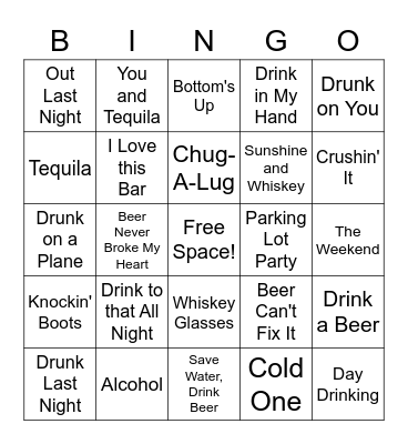 Drinking Bingo Card