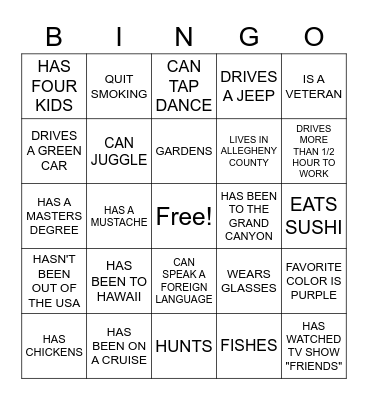 HUMAN BINGO 2 Bingo Card