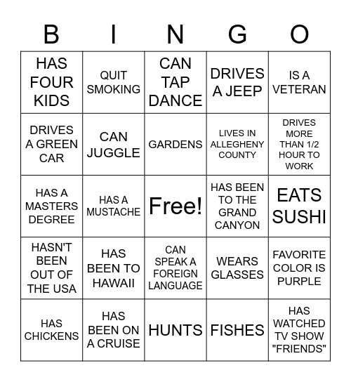 HUMAN BINGO 2 Bingo Card
