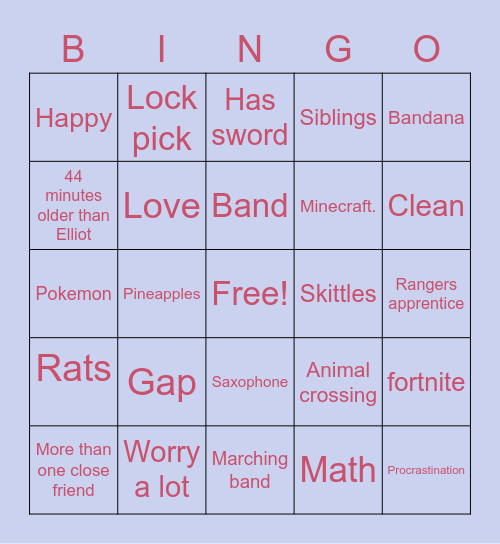 Ryan’s Bingo Card