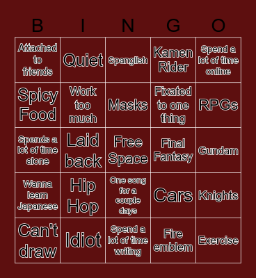 Are you like me? Bingo Card