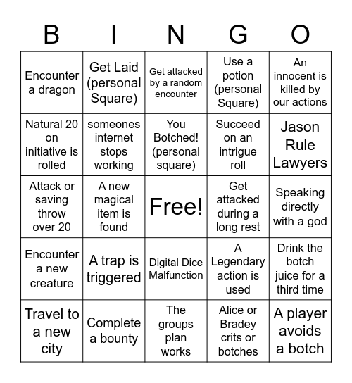 Game Night Inspirational Bingo Card