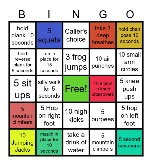 FITNESS BINGO Card