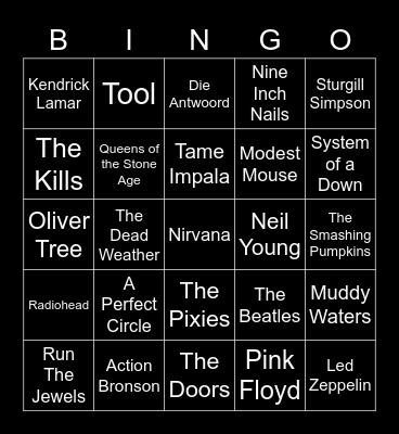 Music Bingo Card