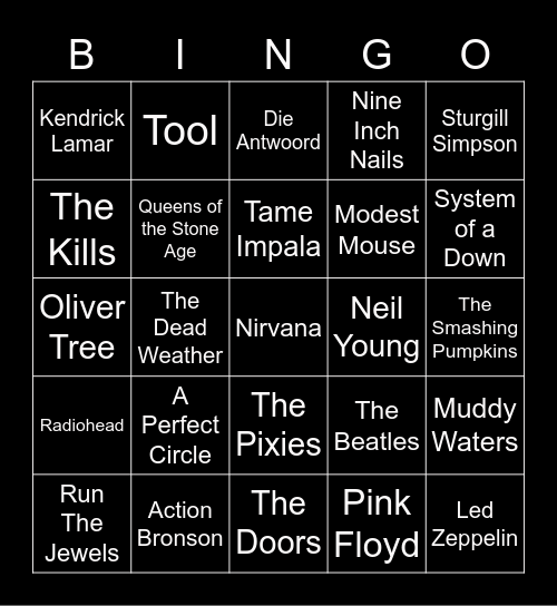 Music Bingo Card