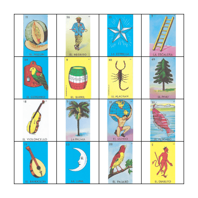 Spanish Class Loteria Game Bingo Card