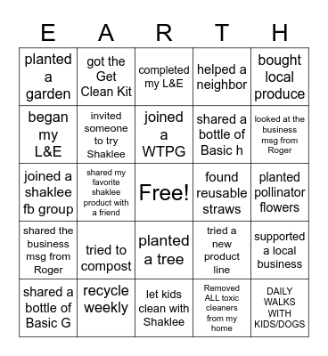 GO GREEN DURING QUARANTINE Bingo Card
