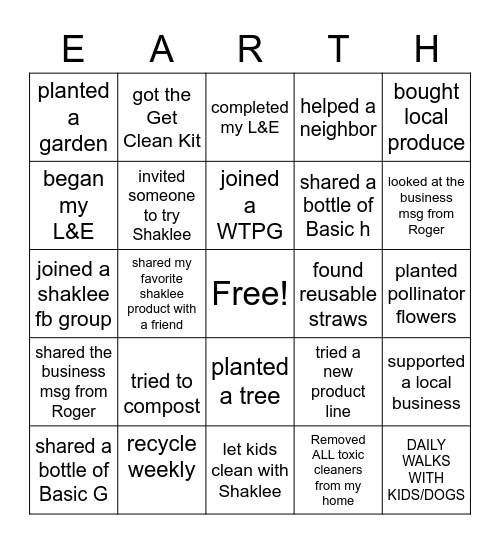 GO GREEN DURING QUARANTINE Bingo Card