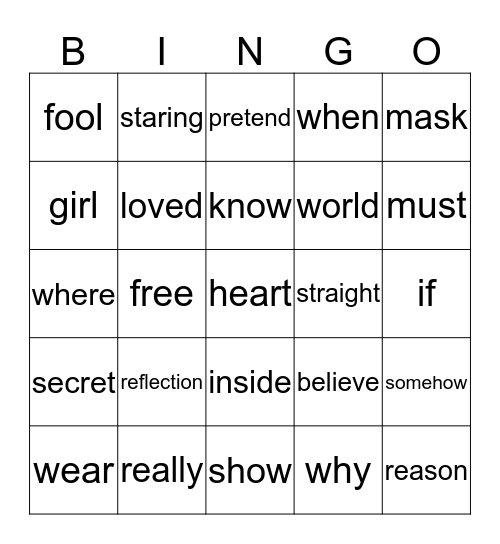 reflection Bingo Card