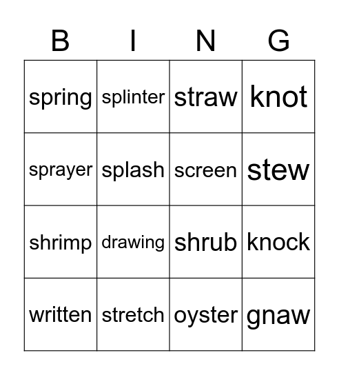 WORD BINGO #2 Bingo Card