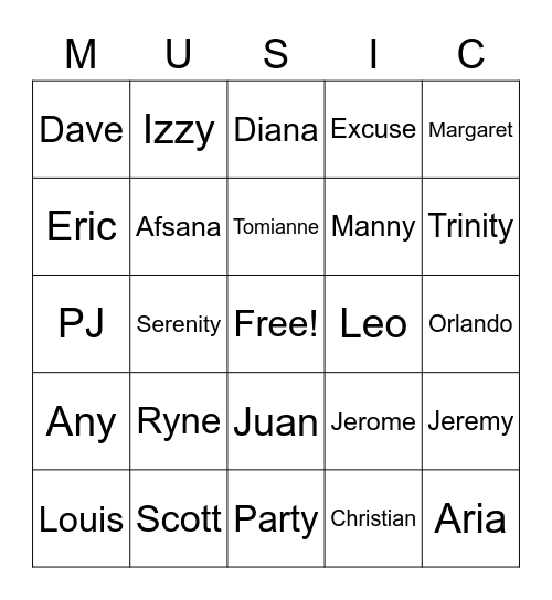 Any Excuse Bingo Card