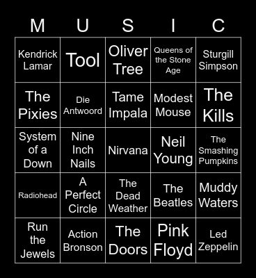 Music Bingo Card