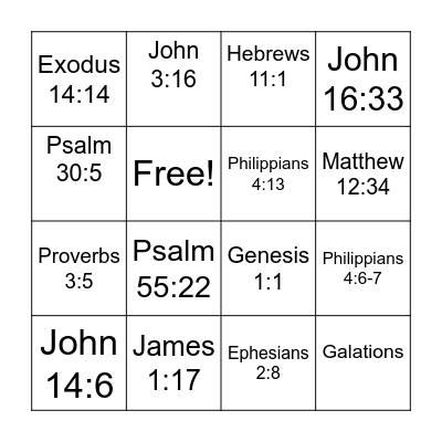 Scripture Memory Work Bingo Card