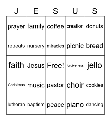 FLC church bingo Card