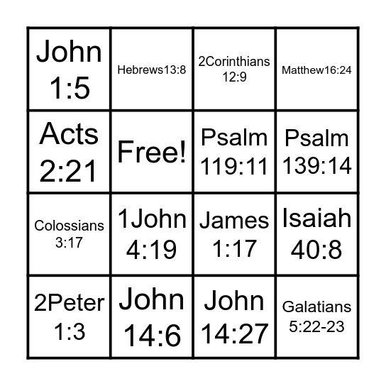 Scripture Memory Work Bingo Card