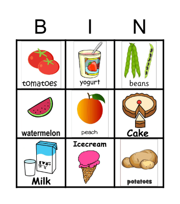 food Bingo Card