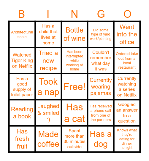 LDA Home Bingo! Bingo Card