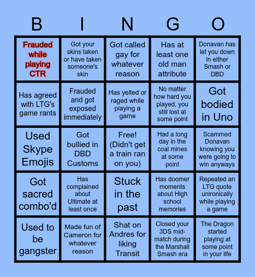 MyGamers Bingo Card