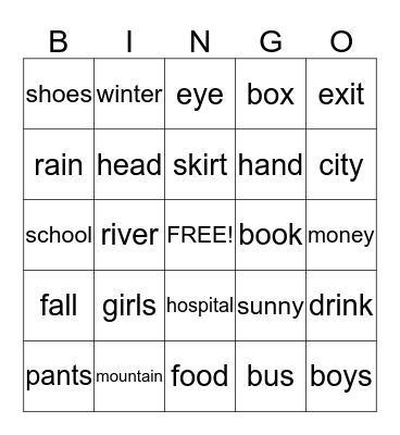 FUNDAY FRIDAY Bingo Card